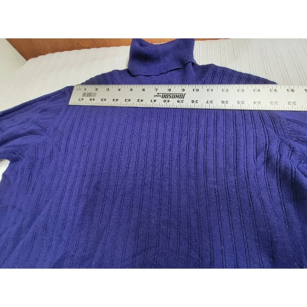 Talbots Womens Royal Blue Knit Turtleneck Sweater Small Lambswool Blend Pullover